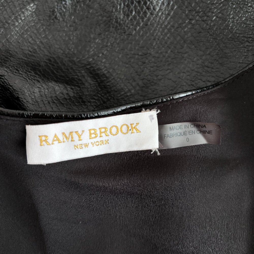 Ramy Brook Leah Black Faux Leather Wrap Midi Dress - Picture 9 of 9